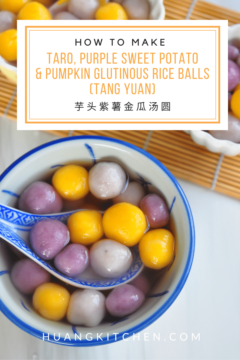 Taro, Purple Sweet Potato and Pumpkin Glutinous Rice Balls 芋头紫薯金瓜汤圆