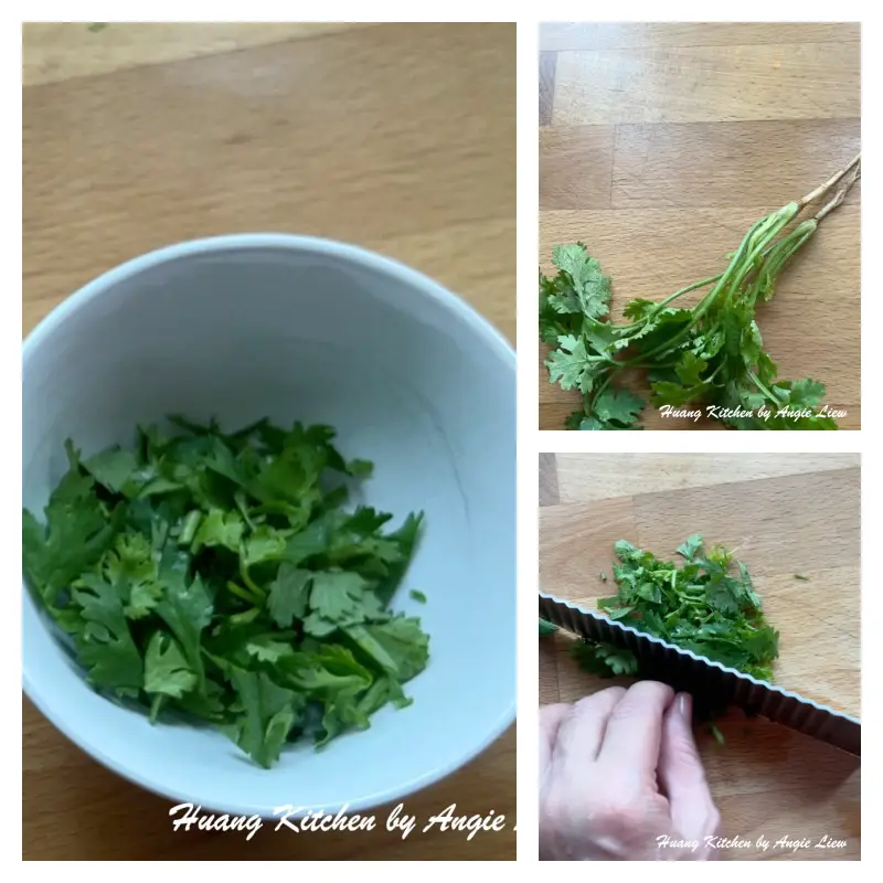 Cut some coriander for garnish.