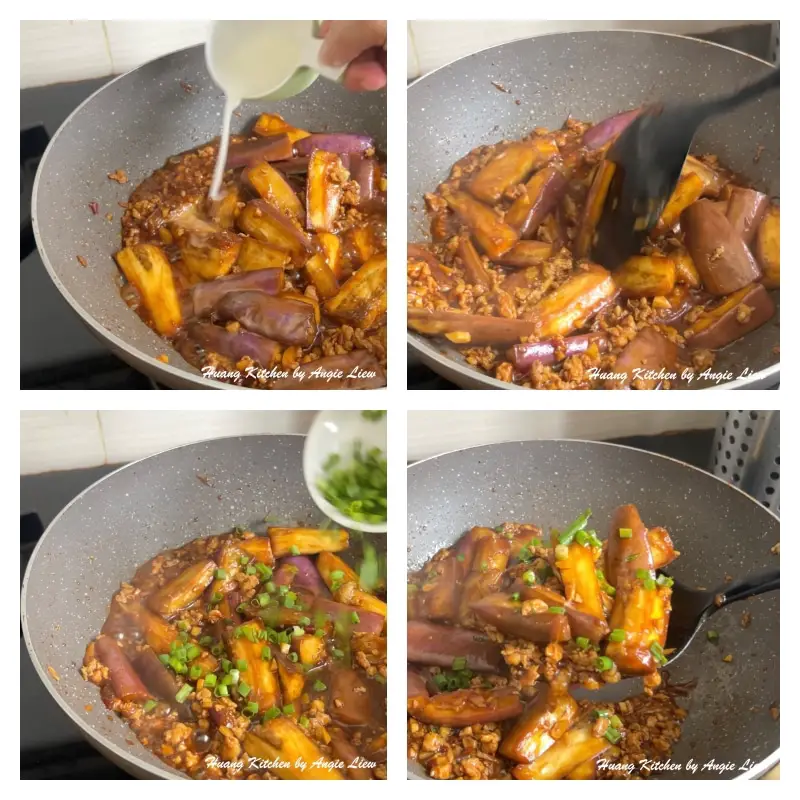 Thicken with cornstarch and garnish with chopped spring onion.