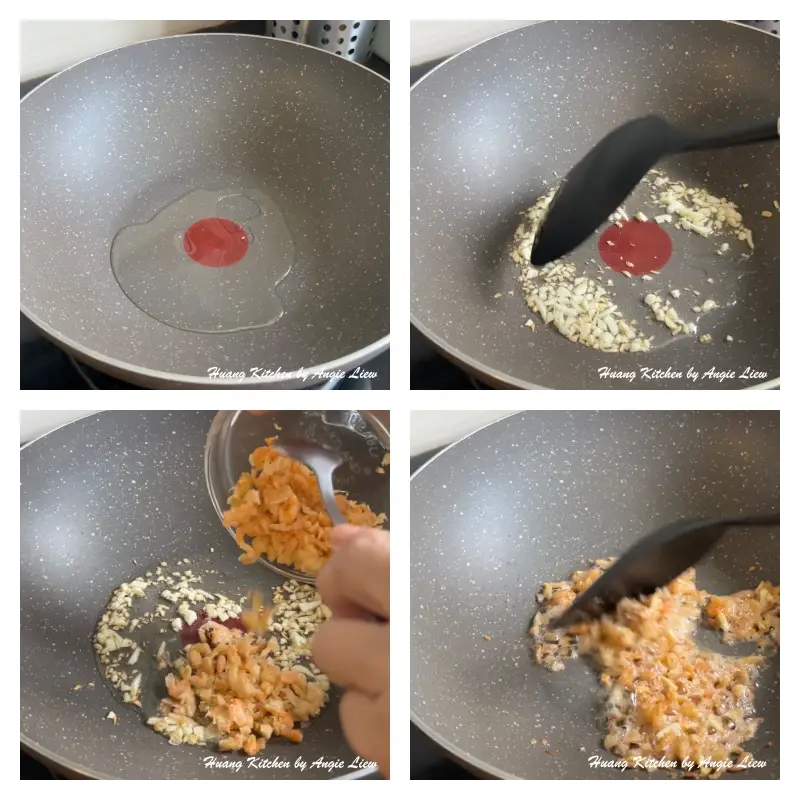 Cooking stir fry pumpkin.