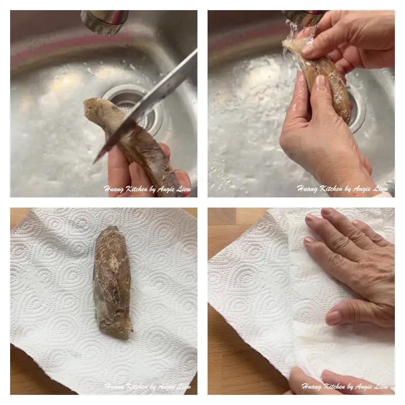 Wash and clean salted fish.