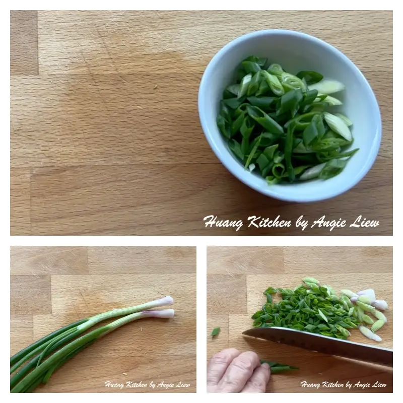 Chop spring onion for garnishing.