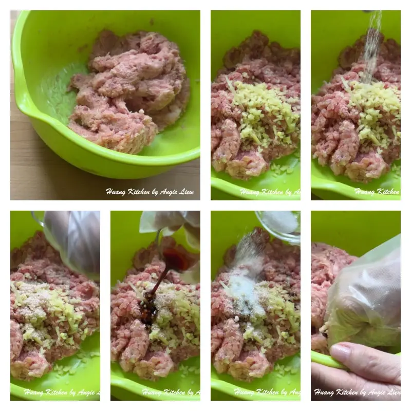 Marinade minced pork.