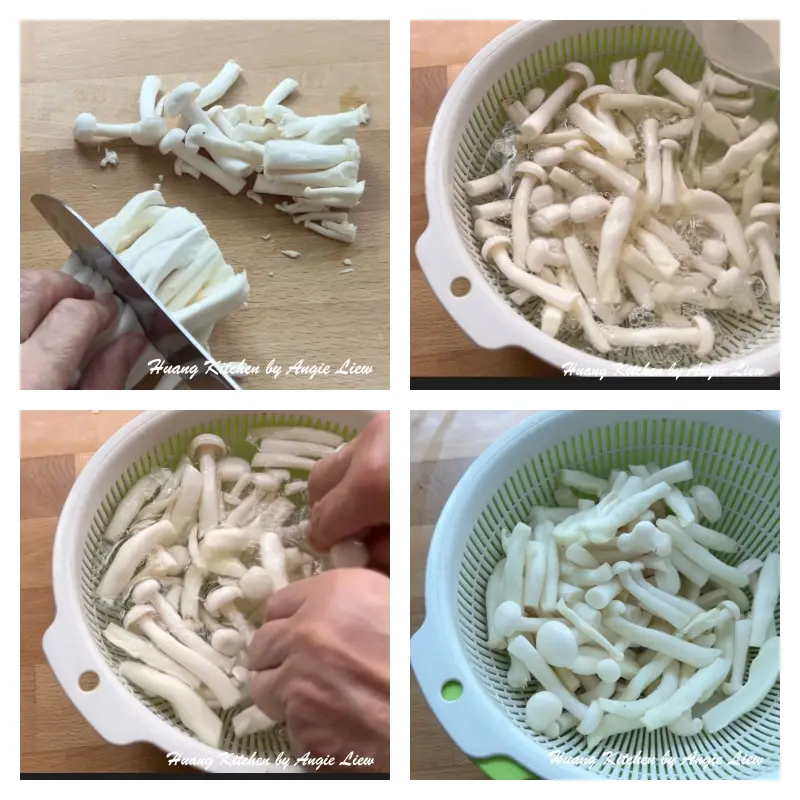 Rinse and cut mushroom.