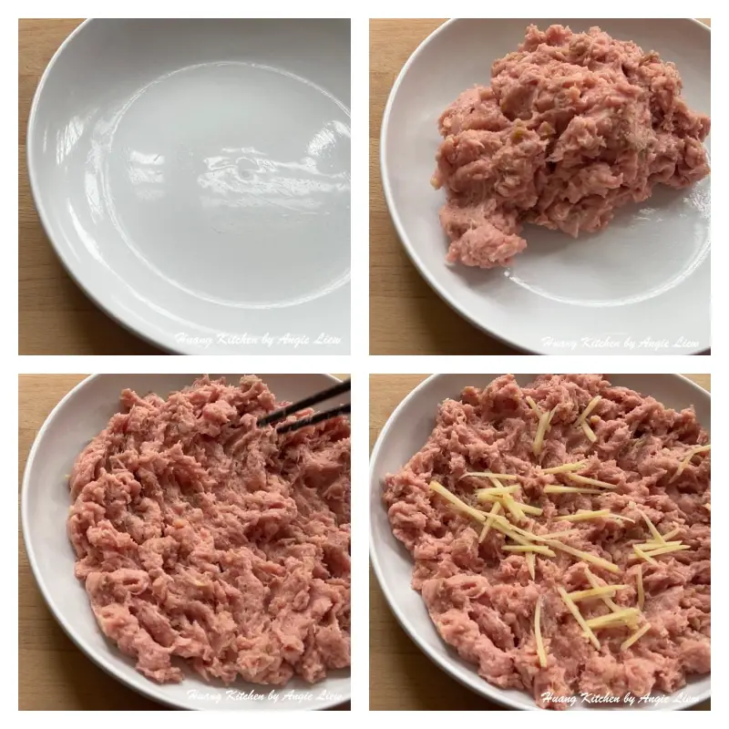 Place the minced meat on a steaming plate.