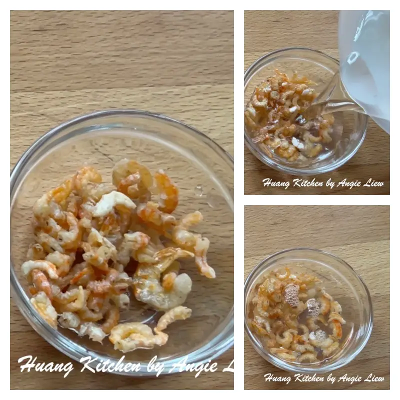 Soak and drained well dried shrimp.