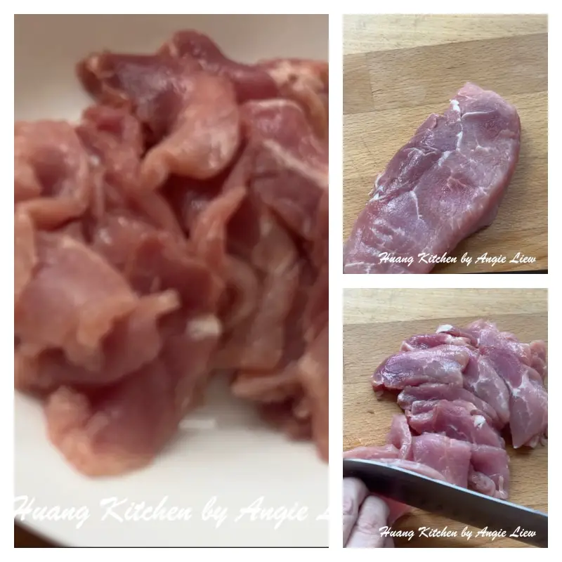 Slice pork into thin slices.