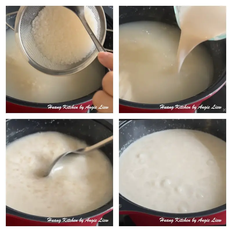 Add sago and thick coconut milk.Stir to mix we;;/