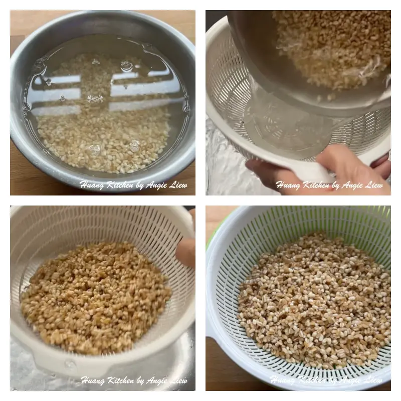 Drain well soaked pearl wheat.