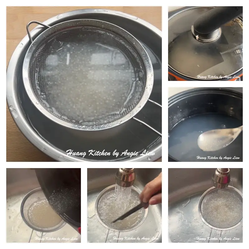 Drain and rinse small sago till cooled.