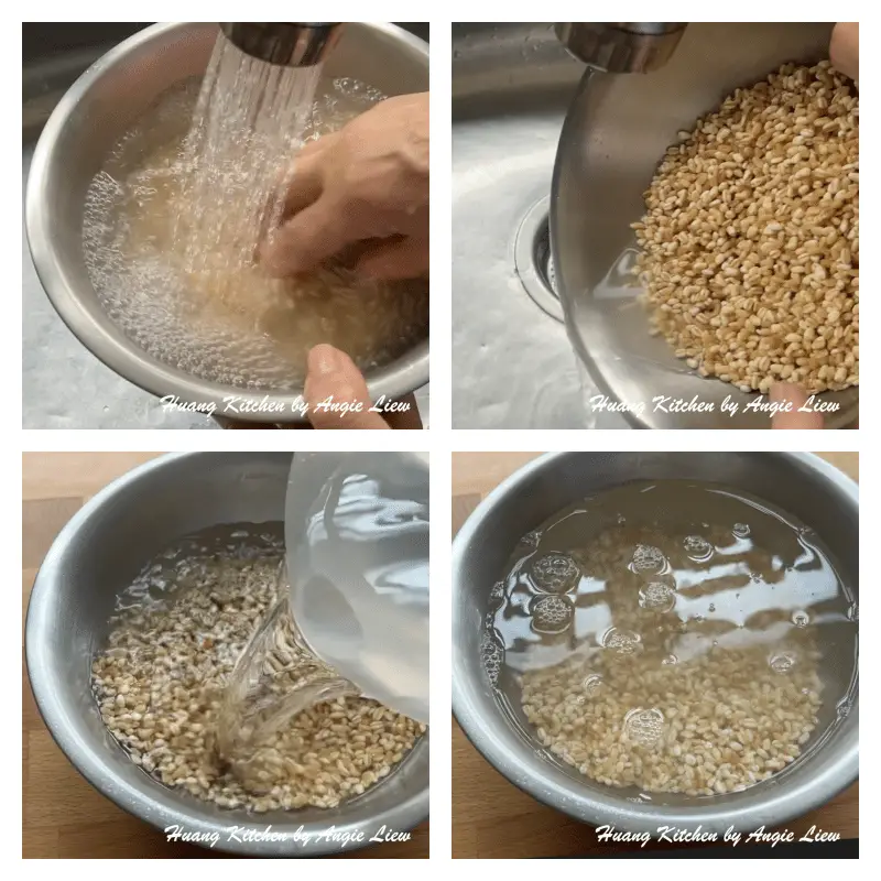 Wash, drain and soak pearl wheat.