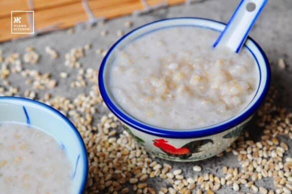 bubur gandum sweet wheat porridge with coconut milk and pandan