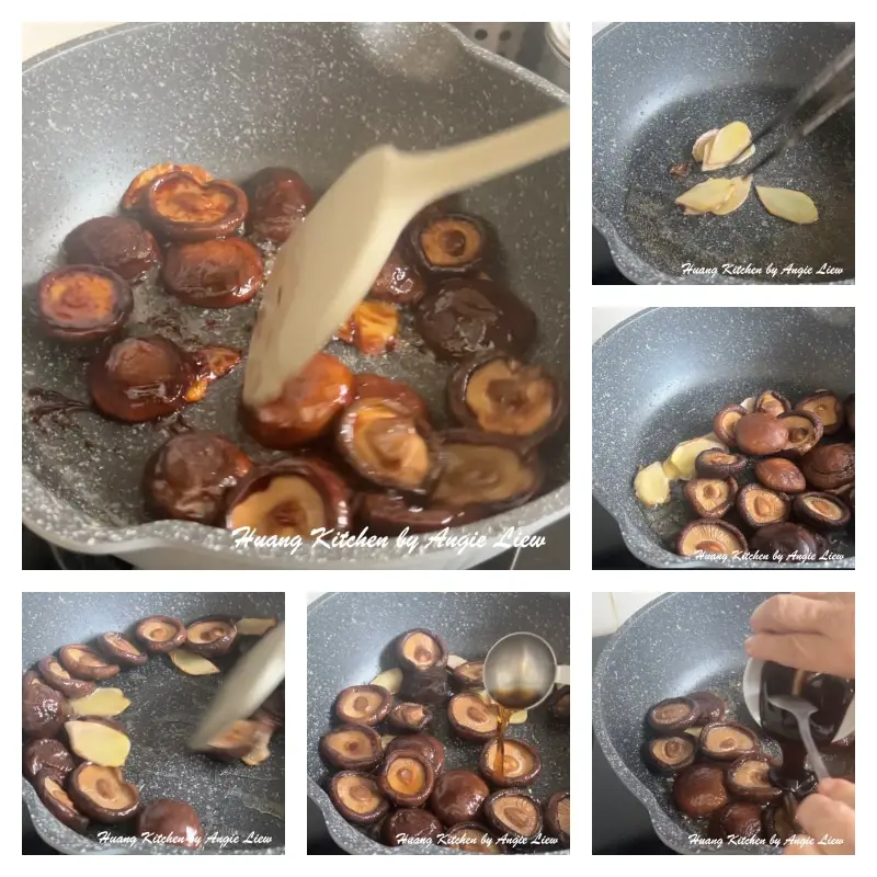 Saute dried shiitake mushrooms.