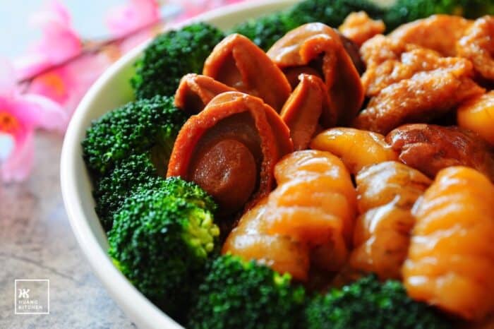 Braised Abalone, Sea Cucumber, Fish Maw, Dried Scallops and Dried Shiitake Mushrooms