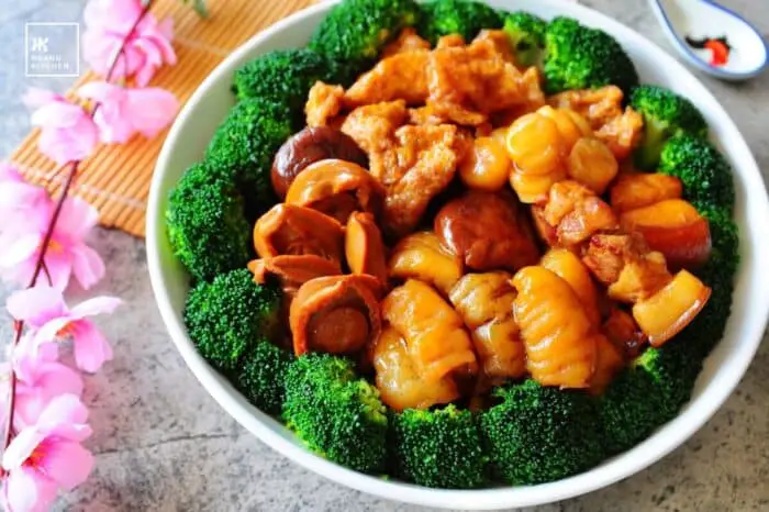 Braised Abalone, Sea Cucumber, Fish Maw, Dried Scallops and Dried Shiitake Mushrooms