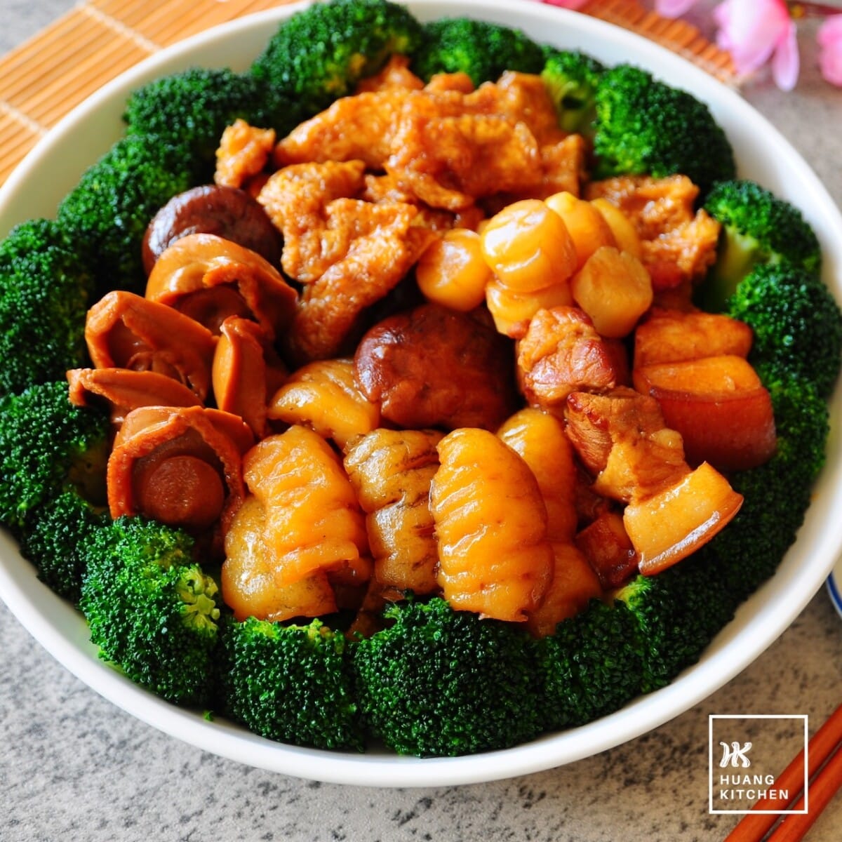 Braised Abalone, Sea Cucumber, Fish Maw, Dried Scallops and Dried Shiitake Mushrooms