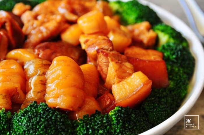 Braised Abalone, Sea Cucumber, Fish Maw, Dried Scallops and Dried Shiitake Mushrooms