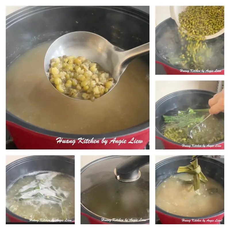 Cook mung bean till soft.