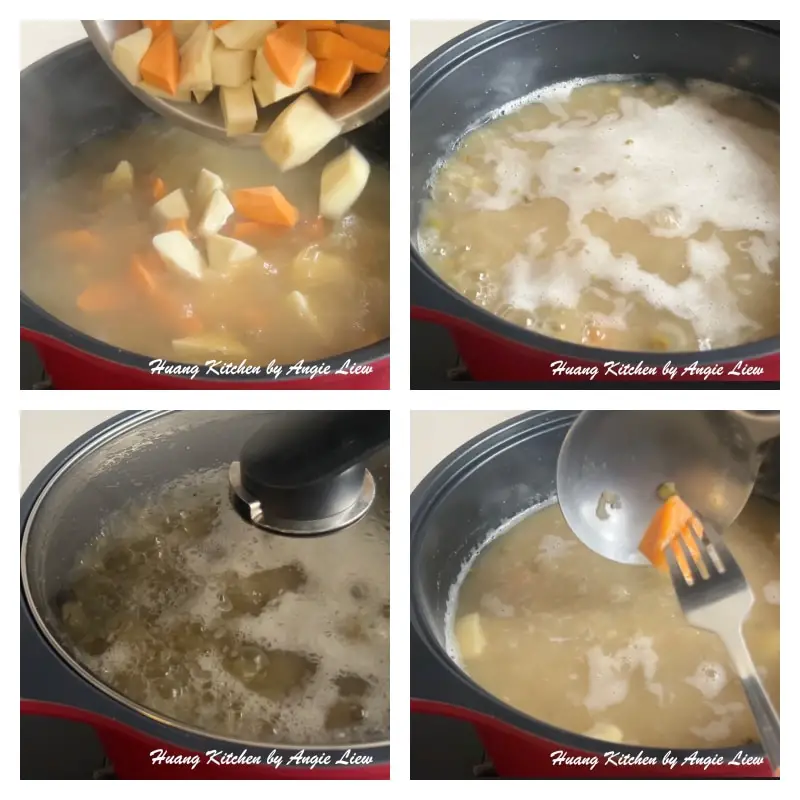 Add sweet potatoes and cook till softened.