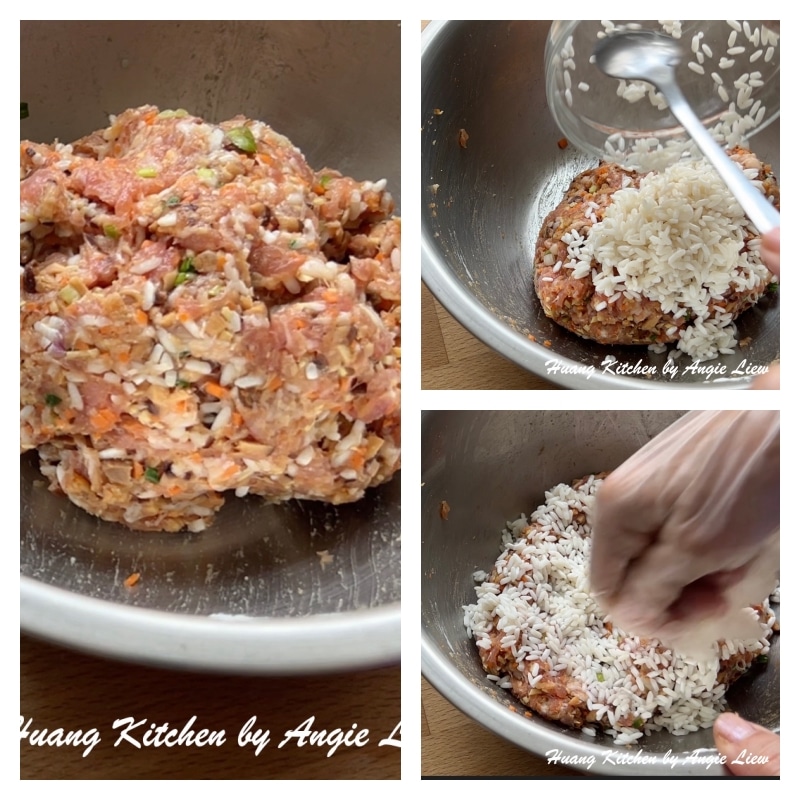 Add soaked glutinous rice.
