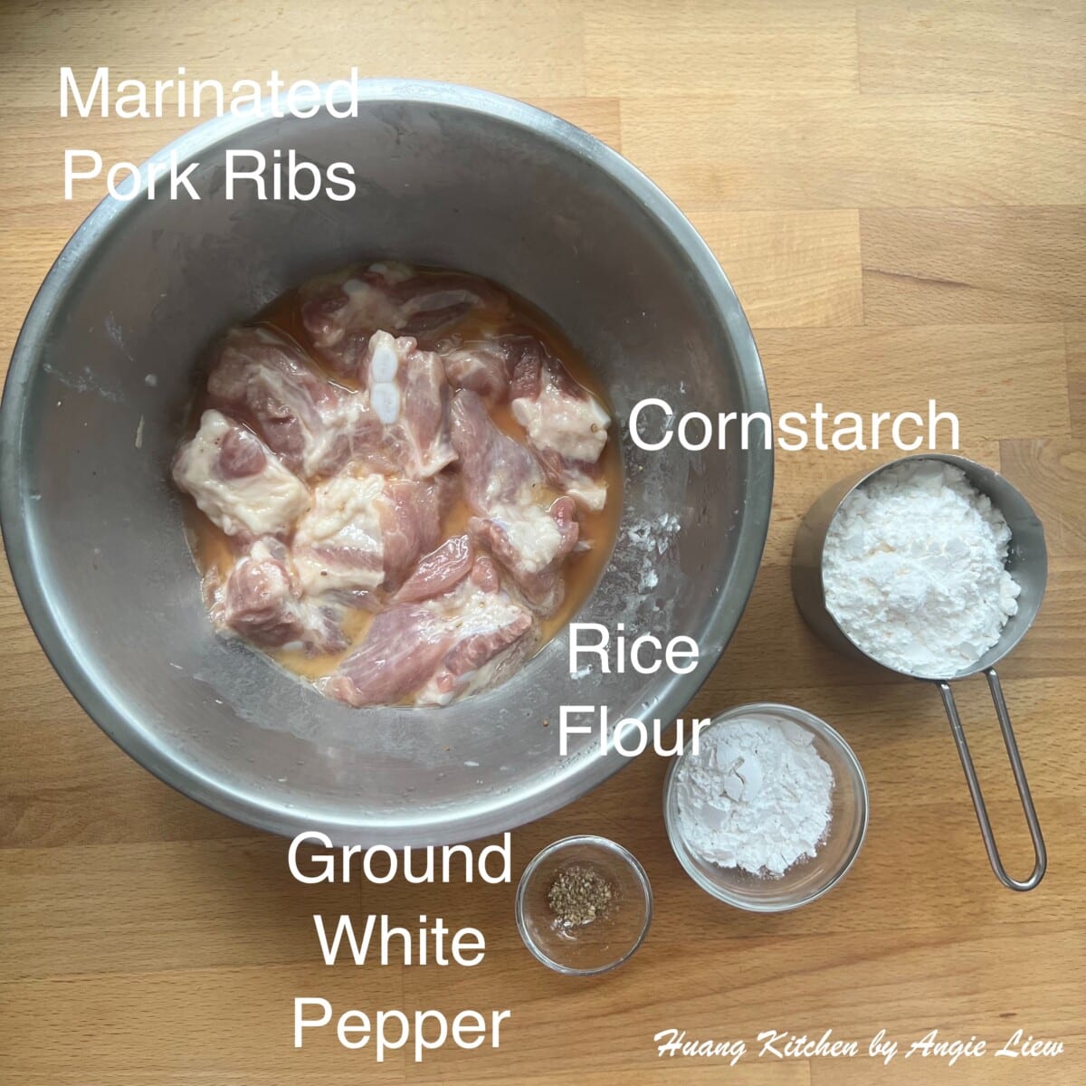 Coat marinated pork ribs.