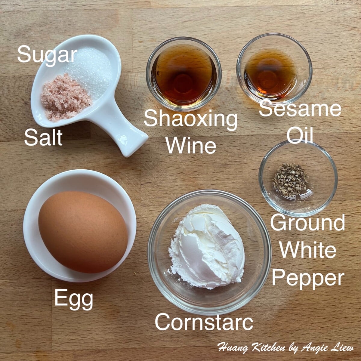 Ingredients to marinade the pork ribs.
