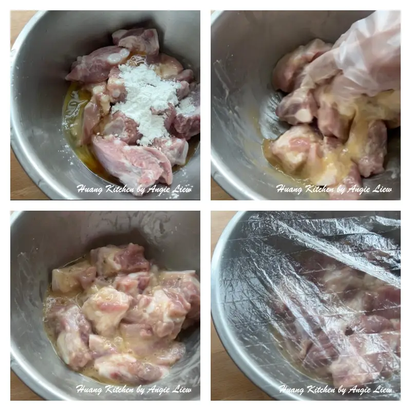 Mix well pork ribs and marinade for 30 minutes.